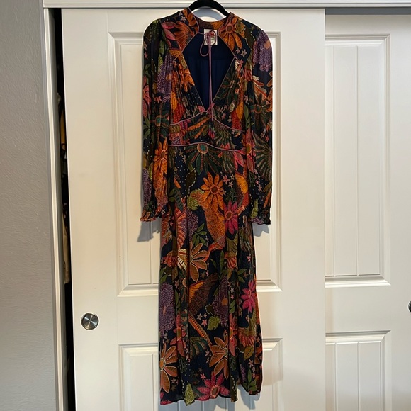 Farm Rio Navy Cool Macaw Midi Dress - Picture 1 of 5